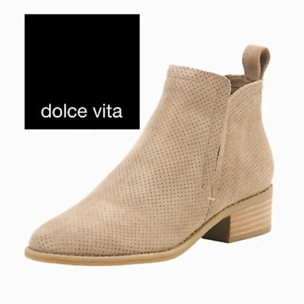Dolce Vita perforated tan ankle booties size 8